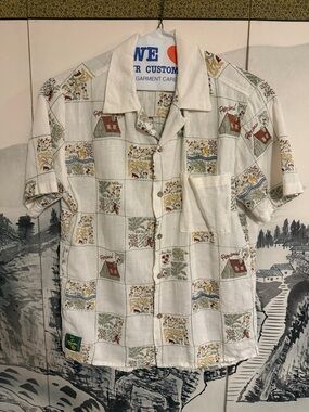 Percival Tapestry Embroidered Linen Short-Sleeve Cuban Button Down - S